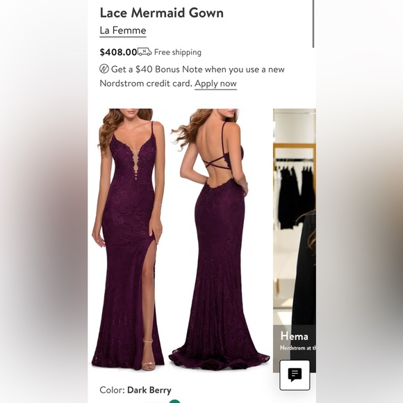 LA FEMME 28556 Lace Mermaid Gown - Dark Berry - Picture 2 of 15